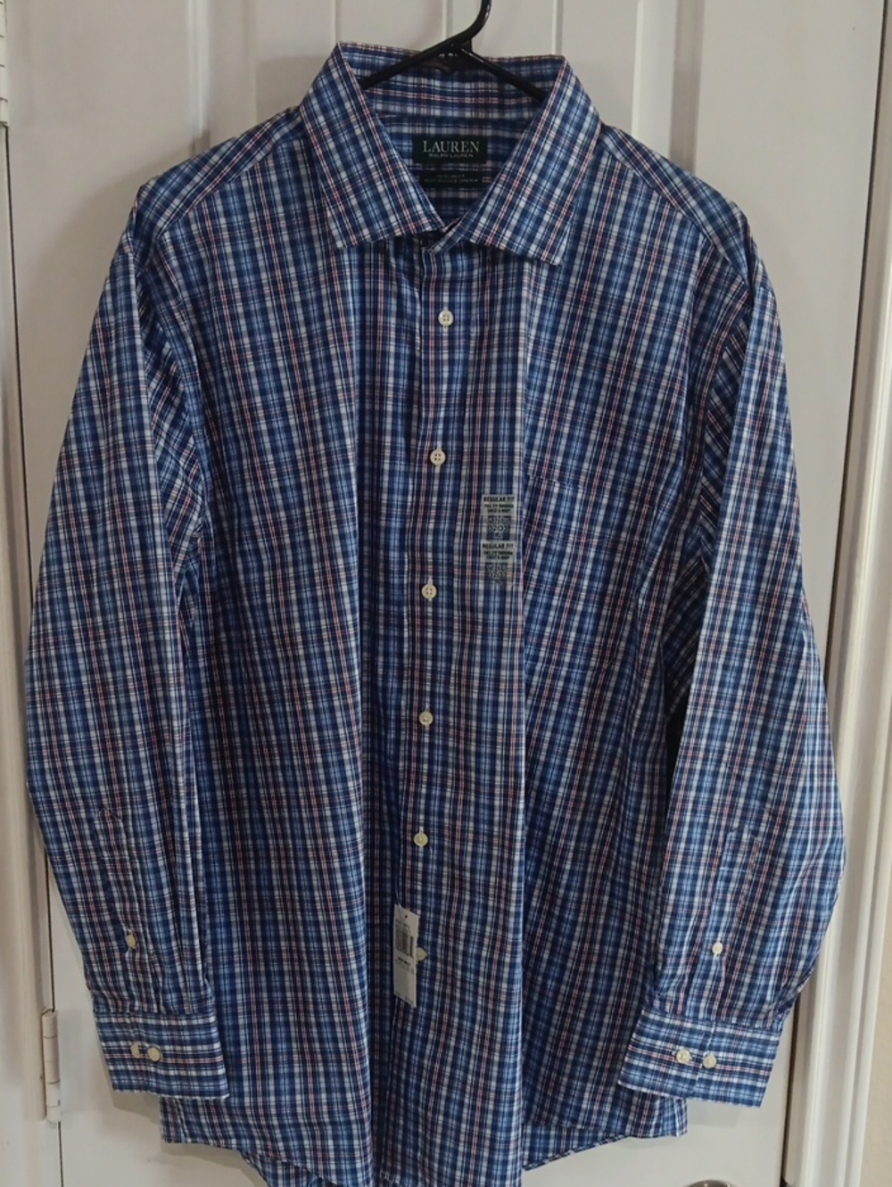 NWT Lauren Ralph Lauren Performance Stretch Dress Shirt XL 17 32/33 Plaid